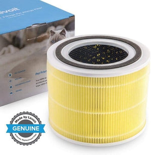 Filtru purificator de aer LEVOIT Core 300 / Core 300S / Core P350, 3 in 1, Pre filtru, Filtru True HEPA, Filtru de Carbon activ, Anti Alergic, Galben