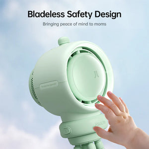 Ventilator portabil pentru cărucior JISULIFE, Life 2S autonomie 2.5-12.5h, baterie 5000mAh, 100 viteze, încărcare rapidă, Filtru pentru purificare aer, bej