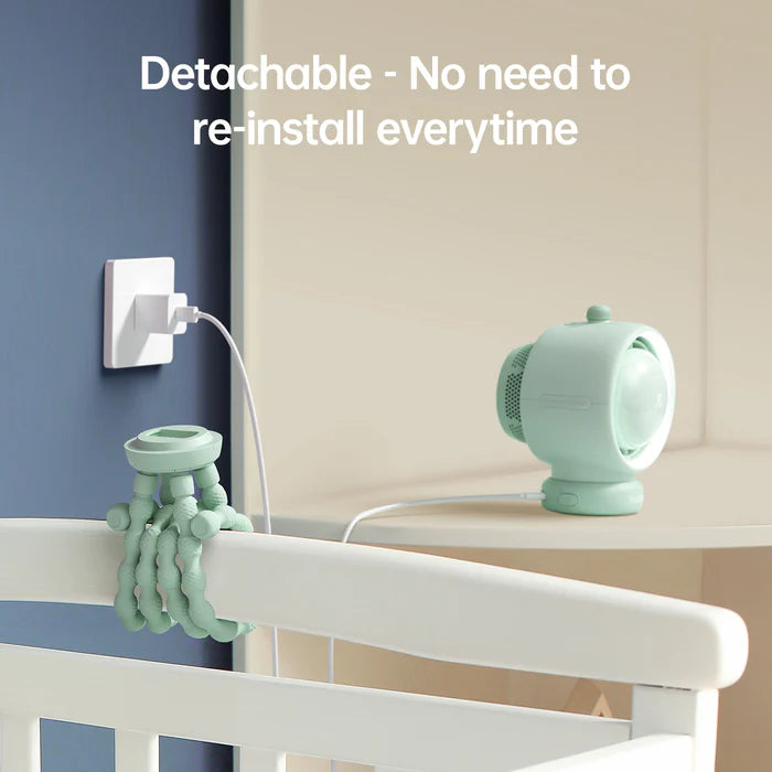 Ventilator portabil pentru cărucior JISULIFE, Life 2S autonomie 2.5-12.5h, baterie 5000mAh, 100 viteze, încărcare rapidă, Filtru pentru purificare aer, Verde mentă