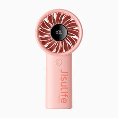 Ventilator portabil de mână JISULIFE, Life4, autonomie 2.5-13h, baterie 3600mAh, 5 viteze, încărcare rapidă, Roz