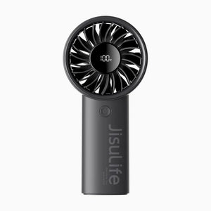 Ventilator portabil de mână JISULIFE, Life4, autonomie 2.5-13h, baterie 3600mAh, 5 viteze, încărcare rapidă, Negru