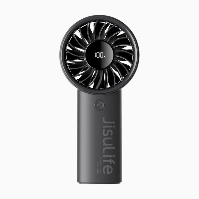 Ventilator portabil de mână JISULIFE, Life4, autonomie 2.5-13h, baterie 3600mAh, 5 viteze, încărcare rapidă, Negru