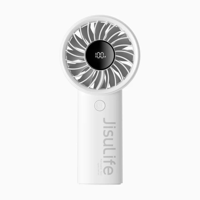Ventilator portabil de mână JISULIFE, Life4, autonomie 3.5-17h, baterie 5000mAh, 5 viteze, încărcare rapidă, Gri Deschis