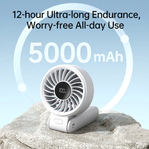 Ventilator portabil de mână JISULIFE, Life7,autonomie 3.5-19h, baterie 5000mAh, 5 viteze, încărcare rapidă, Negru