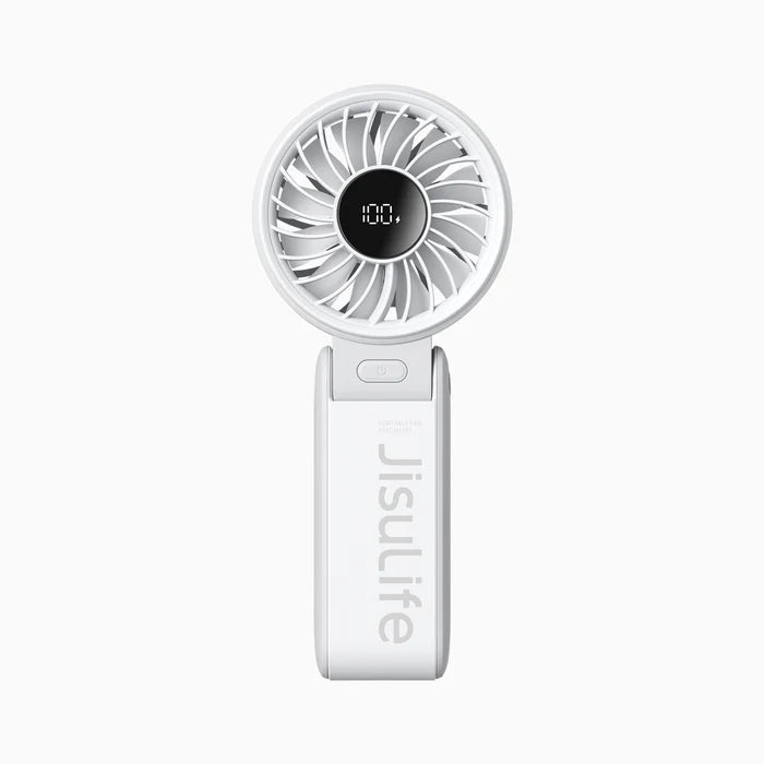 Ventilator portabil de mână JISULIFE, Life7, autonomie 3.5-19h, baterie 5000mAh, 5 viteze, încărcare rapidă, Alb