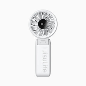 Ventilator portabil de mână JISULIFE, Life7, autonomie 3.5-19h, baterie 5000mAh, 5 viteze, încărcare rapidă, Alb