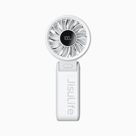 Ventilator portabil de mână JISULIFE, Life7, autonomie 3.5-19h, baterie 5000mAh, 5 viteze, încărcare rapidă, Alb