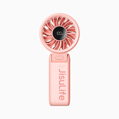 Ventilator portabil de mână JISULIFE, Life7,, autonomie 3.5-19h, baterie 5000mAh, 5 viteze, încărcare rapidă, Roz