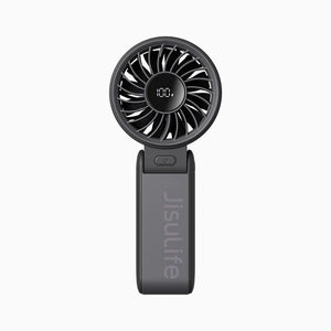 Ventilator portabil de mână JISULIFE, Life7, autonomie 2.5-13h, baterie 3600mAh, 5 viteze, încărcare rapidă, Negru