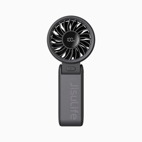 Ventilator portabil de mână JISULIFE, Life7, autonomie 2.5-13h, baterie 3600mAh, 5 viteze, încărcare rapidă, Negru