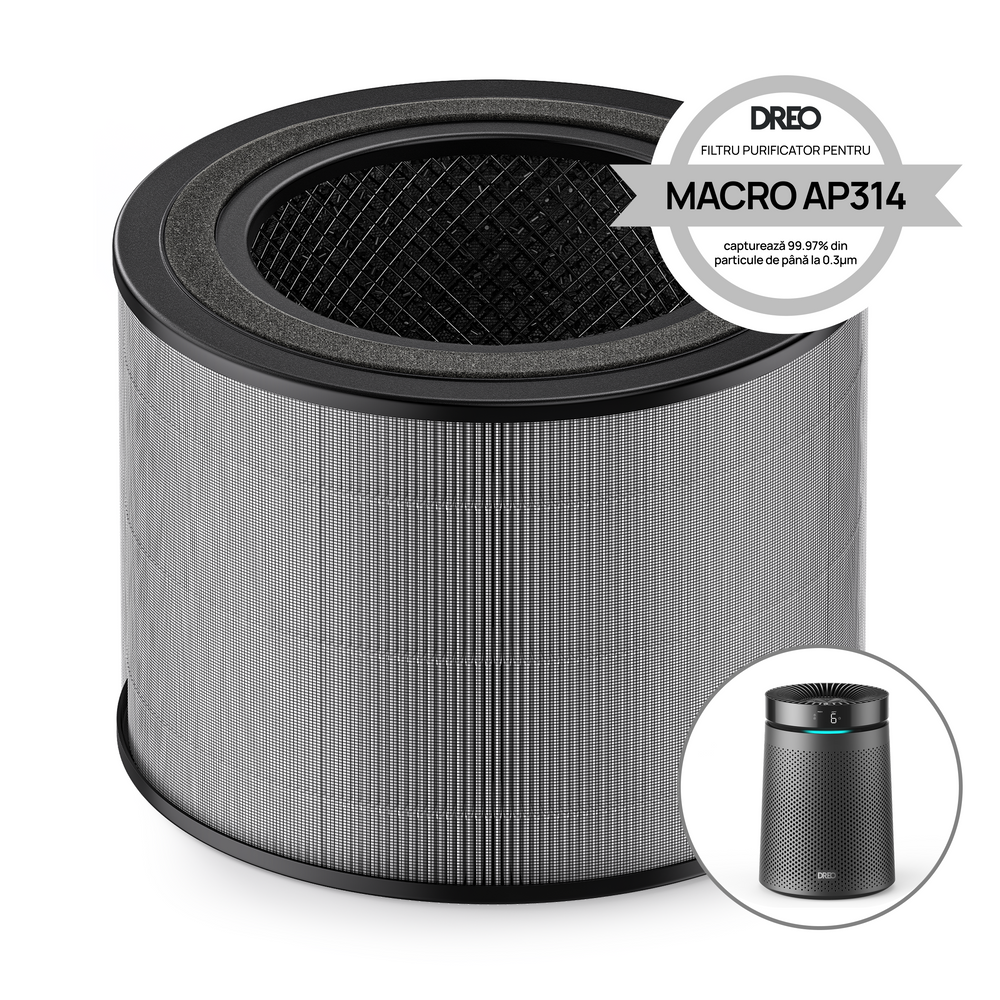 Filtru purificator de aer Dreo DR-HPA032 pentru purificator HAP006, 3 în 1, Pre-filtru, Filtru True HEPA, Filtru Carbon activ, Alb