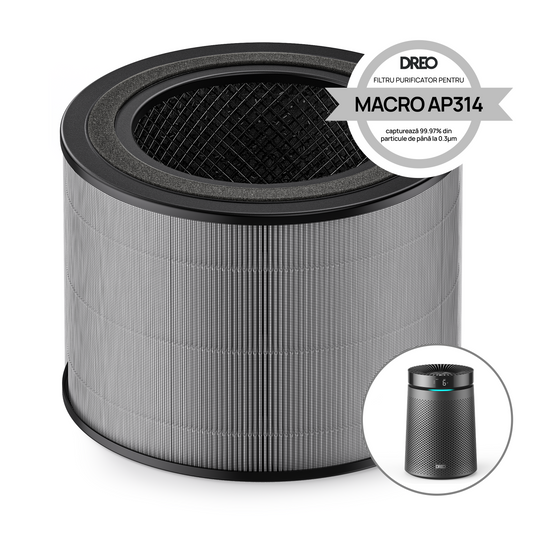 Filtru purificator de aer Dreo DR-HPA032 pentru purificator HAP006, 3 în 1, Pre-filtru, Filtru True HEPA, Filtru Carbon activ, Alb
