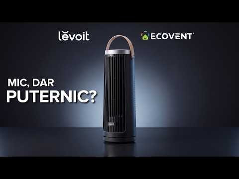 Ventilator turn Levoit Windi Mini, 33,5cm, LTF-F132-BEUR, Nivel zgomot 20 dB, Portabil, Temporizator de până la 12h, 7.5W, Oscilație de 90°, 5 Trepte viteza, Turbo, Telecomanda, Negru