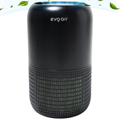 Purificator de aer Evoair, Yuvo, Lampă UV-C, Filtru 3in1, True Hepa, Carbon Activ, Pre-filtru, 4 viteze, Funcție Polen/Animale, Mod Noapte, Blocare Ecran, Lumină Ambientală, Negru