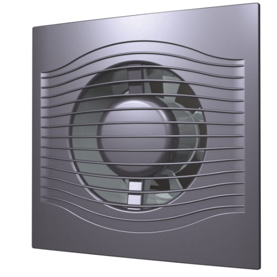 Ventilator baie SLIM 4C Ø100, Super Silent, Clapeta antiretur, Motor Long Life 40000h, Debit 90mc/h, Dark Gray Metal